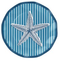 Pack of Eight 8" Round Blue Starfish Nautical Paper Plates