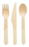 Pack 24 7" Cream and Natural Wood Cutlery