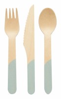Pack 24 7" Sky Blue and Natural Wood Cutlery