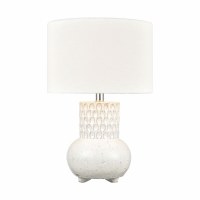21" Distressed White Ceramic Dots Table Lamp
