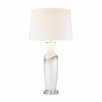 32" White and Gray Glass Column Table Lamp