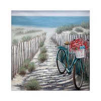 40" Sq Bike on the Beach Coastal Canvas