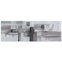20" x 59" Gray, Silver, and Black Abstract Canvas
