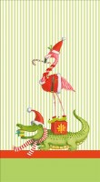 Christmas Flamingo Standing on an Alligator Guest Towels