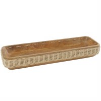 8" x 24" Brown Wood and Rattan Dish