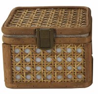 5" Square Brown Rattan Box