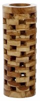 16" Natural Rectangle Cut Outs Wood Cylinder