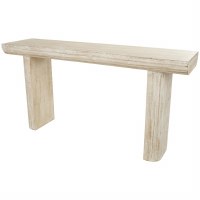 63" White Wash Wood Console Table