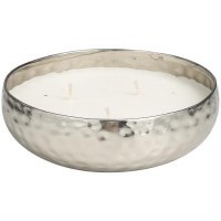 7" Round Three Wick White Sage Fragrance Candle in a Silver Bowl