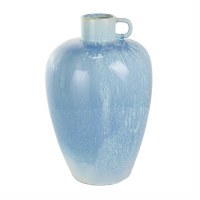 18" Blue Toned Ceramic Jug Vase With a Handle