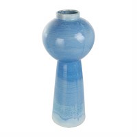 21" Blue Toned Ceramic Vase With a Handle