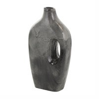 14" Dark Gray Paper Mache Vase With a Hole