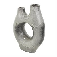 11" Gray Two Opening Vase With a Hole