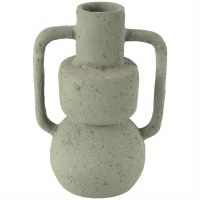 14" Green Two Handle Paper Mache Vase