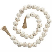 62" Distressed White Paper Mache Bead Table Garland