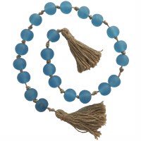 45" Frosted Blue Glass Bead Table Garlands