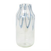 17" Blue and Clear Glass Vase