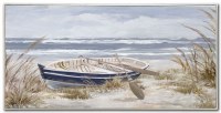 28" x 55" Morning Paddle Framed Coastal Canvas