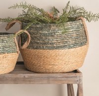 13" Green and Natural Basket