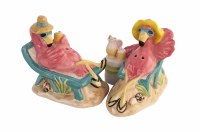 3" Flamingos Sitting in the Chaise Ceramic Salt and Pepper Shakers