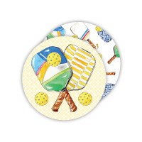 Pack of 20 4" Round Yellow Pickleball Paddle Reversible Coasters