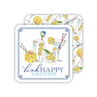 Pack of 20 4" Sq "Dink Happy Thoughts" Reversible Pickleball Coasters
