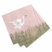 5" Square White Egret on Coral Background Beverage Napkins