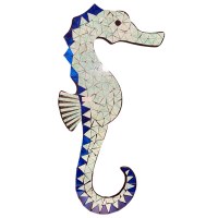 31" Multicolor Mosaic Seahorse Coastal Wall Art Plaque