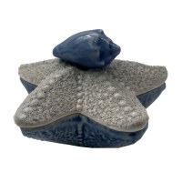5" Blue Ceramic Starfish Box