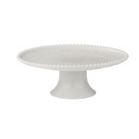 13" Round Cream Beaded Rim Cake Stand