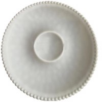 13" Round Cream Beaded Rim Chip and Dip Dish