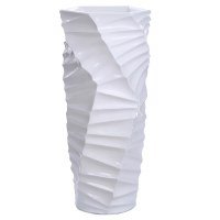 36" White Geometric Twist Polyresin Vase
