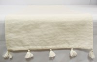 16" x 72" White Tassle Table Runner