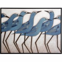 37" x 49" Six Blue Shorebirds Framed Canvas