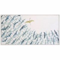 31" x 61" Blue Flock of Egrets Framed Canvas