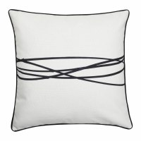 24" Square White and Black Lines Decorative Pillow
