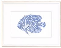 21" x 28" Blue Striped Fish Coastal Framed Print Under Glass
