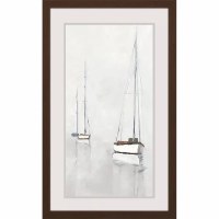 45" x 27" Fog Harbor 1 Coastal Framed Print Under Glass