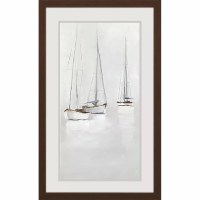 45" x 27" Fog Harbor 2 Coastal Framed Print Under Glass