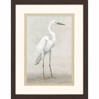 35" x 27" Vintage Heron 1 Coastal Framed Print Under Glass