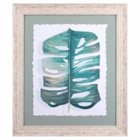 28" x 24" Modern Tropical Leaf 3 Framed Print Under Glass