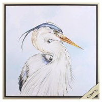 30" Sq Port Heron 1 Coastal Framed Canvas