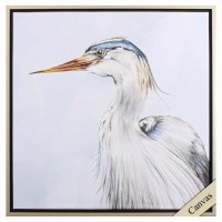 30" Sq Port Heron 2 Coastal Framed Canvas