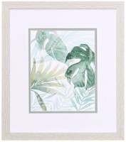 16" x 14" Yellow Palm Fronds Tropical Leaves Framed Print Under Glass