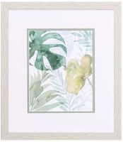 16" x 14" Yellow Tropical Leaves Framed Print Under Glass