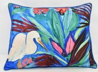 16" x 20" Egret and a Red Flower Decorative Pillow