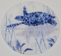 8" Round Brown Sea Turtles Trivet