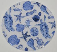 8" Round Blue Sealife Trivet