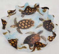 4" Round Brown Sea Turtles Scallop Edge Coaster