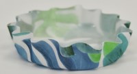 4" Round Blue and Green Tropical Leaves Scallop Edge Coaster